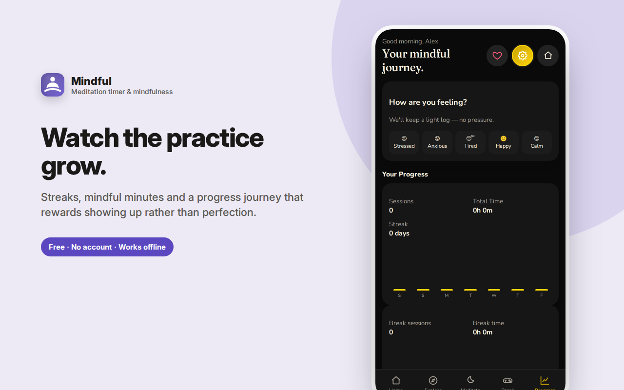 Watch the practice grow. — Mindful – Meditation Timer, Sounds & Breaks