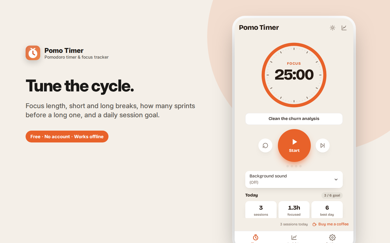 Tune the cycle. — Pomo – Pomodoro Timer & Focus Tracker