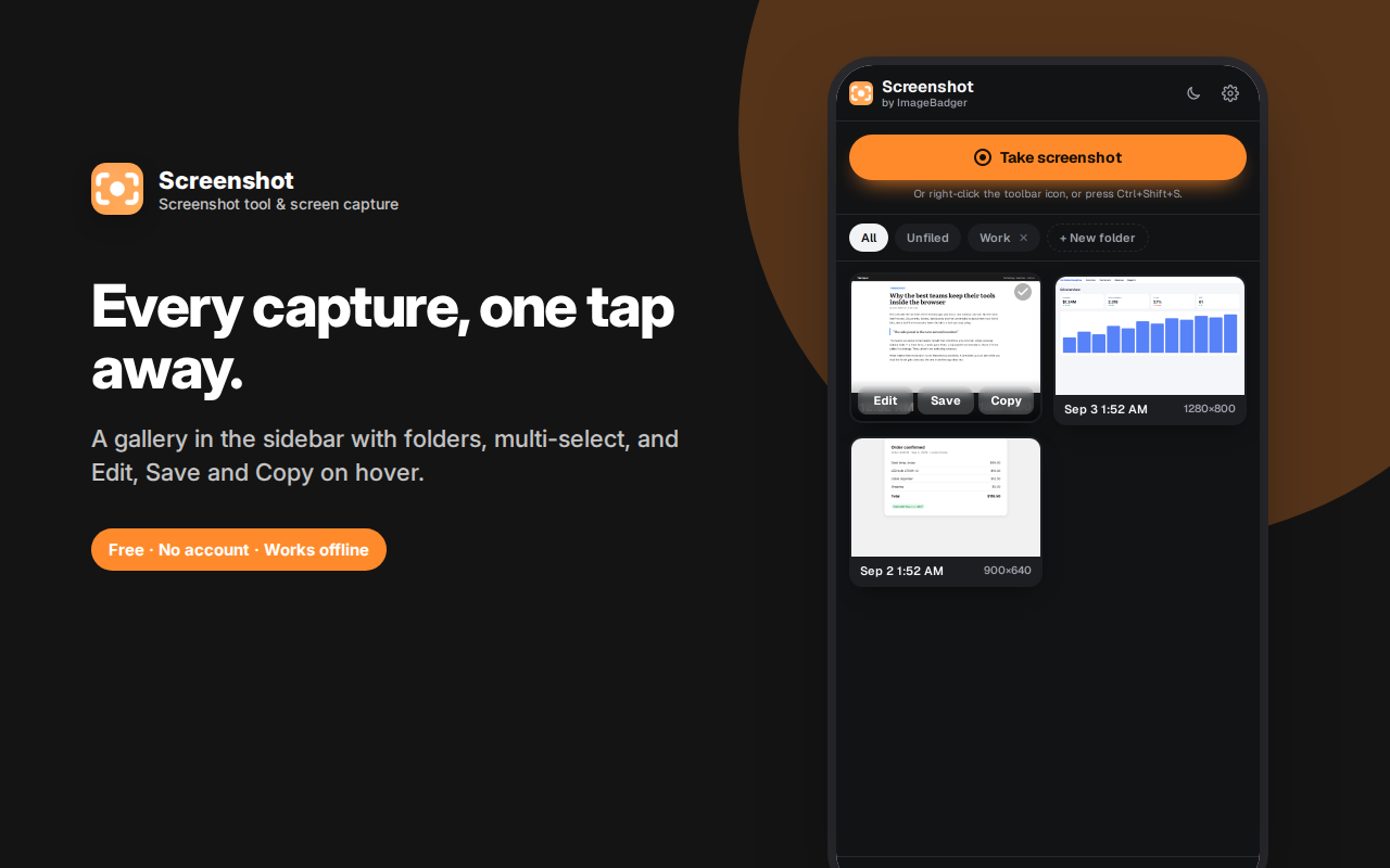 Every capture, one tap away. — Screenshot – Capture, Annotate & Save to PDF